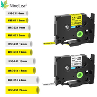NineLeaf 6/9/12/18/24mm Heat Shrink Tube Tape Compatible for Brother HSE-211 24 221 231 621 For P-Touch Printer Labeling Machine