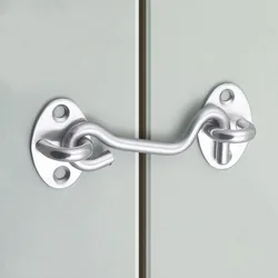 Door Bolt Stainless Steel Window Sliding Door Latch Cabin Hook and Eye Latch Lock Shed Gate Door Catch Silent Holder Household