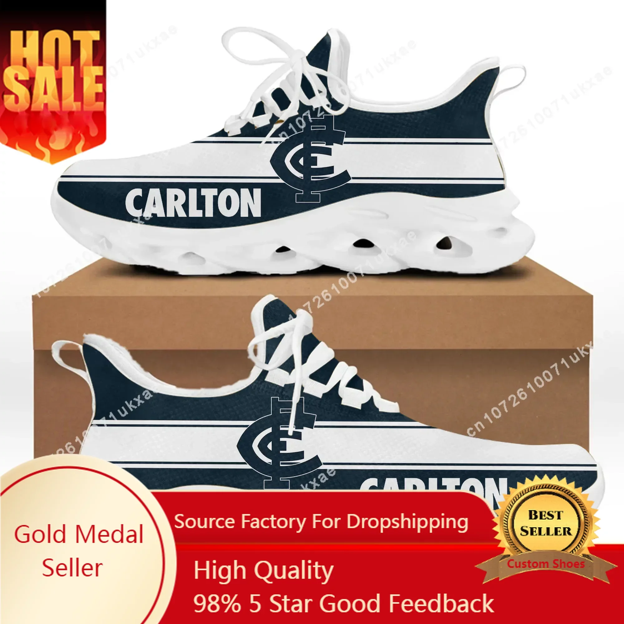 

Carlton Blues Australian Football Flats Sneakers Mens Womens Sports Running Shoes High Quality DIY Sneaker customization Shoe