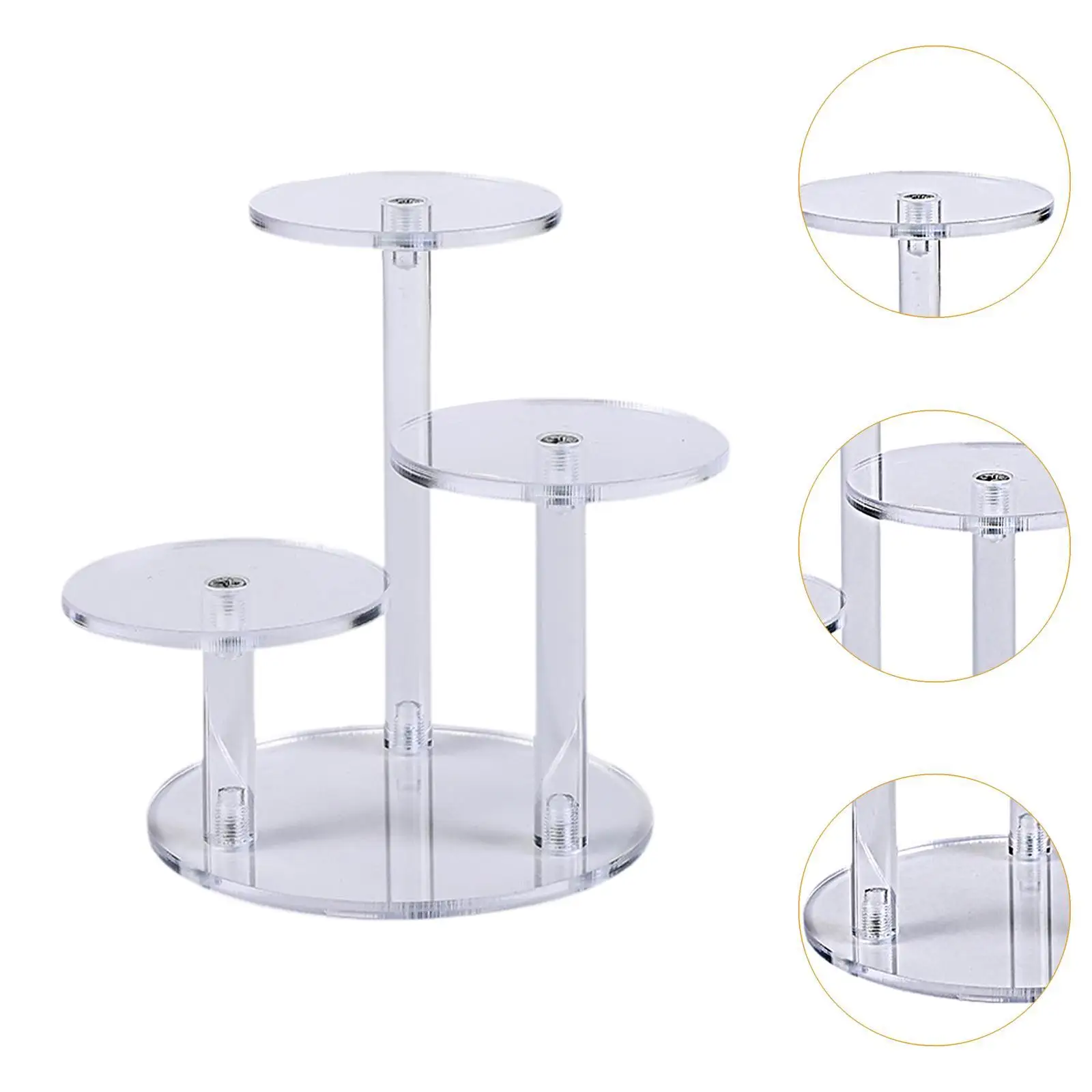 Présentoir Riser Multifonctionnel Rond à 3 Niveaux pour Mini Figurines d'Auckland, Montres, Petits Gâteaux, Bijoux de Collection