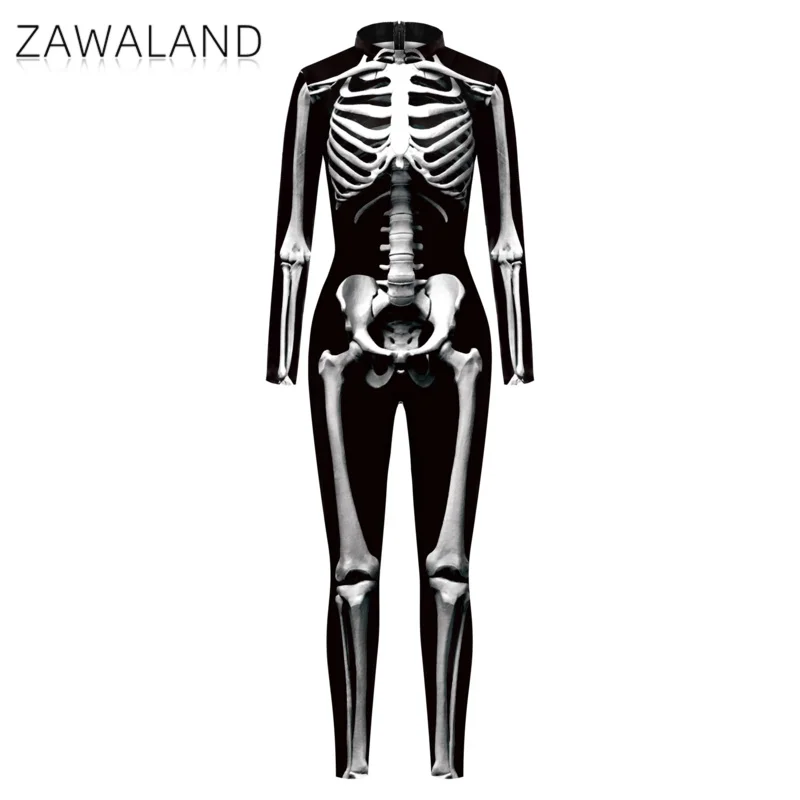 Zawaland-ハロウィンマッチングスーツ,3Dスケルトンプリント,全身タイツ,コスプレ衣装,パーティー,親子,セクシー,スパンデックス,キャットスーツ,rz7203