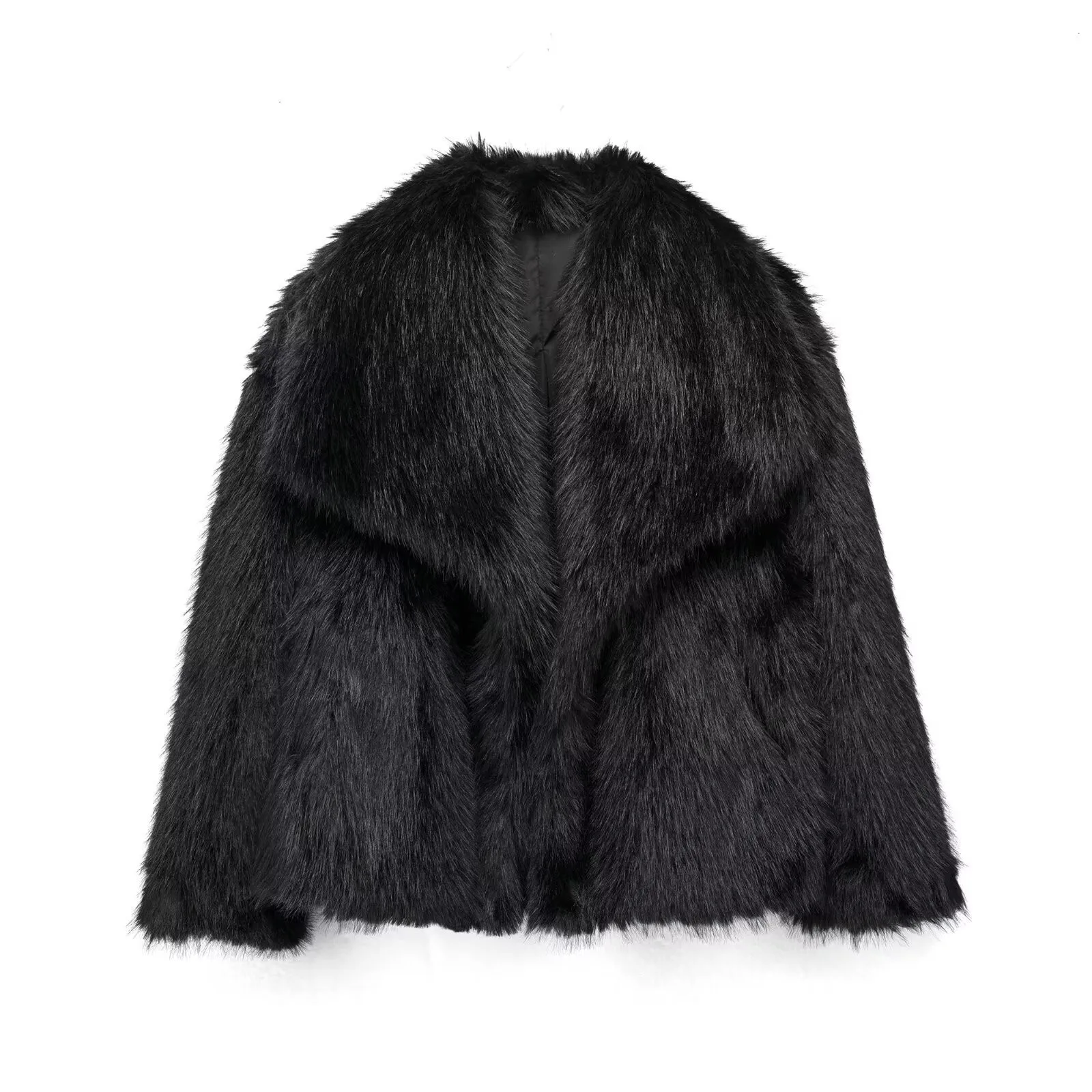 Women's Imitation Fur Coat Large Black Thick Casual Loose Top Autumn and Winter New women's clothes