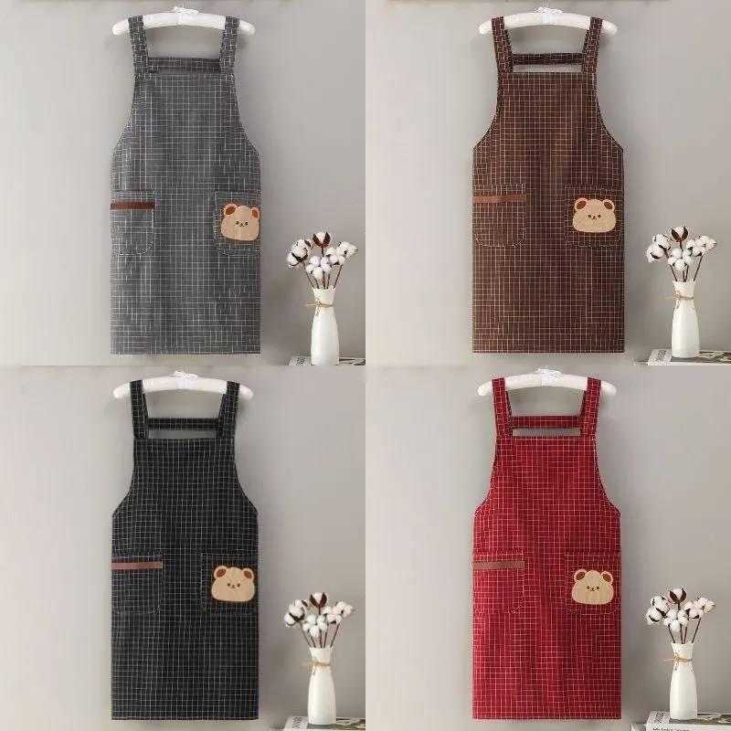 Polyester-Cotton Canvas Cooking Apron Women's Household Kitchen Old Coarse Cloth Breathable Apron Beautiful Cute Fashionable