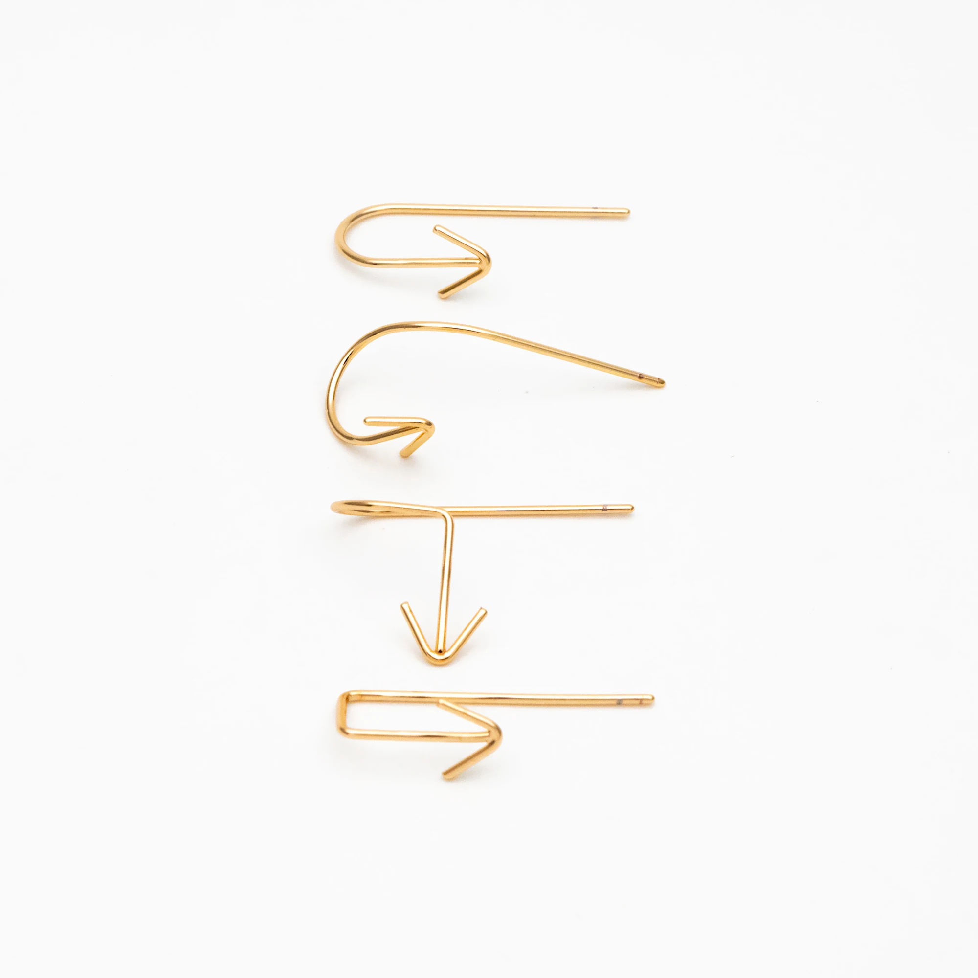 10pcs Gold Arrow Earring Hooks, 18K Gold Plated Brass, Simple Earwire Earrings (GB-4605)