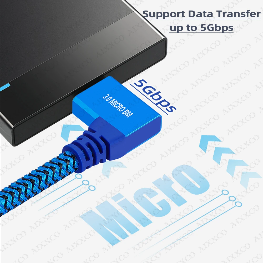 AIXXCO 1m Hard Drive External Cable USB3.0 Micro B Cable HDD Cable Micro Data Cable SSD Sata Cable Hard Disk Micro B Cable
