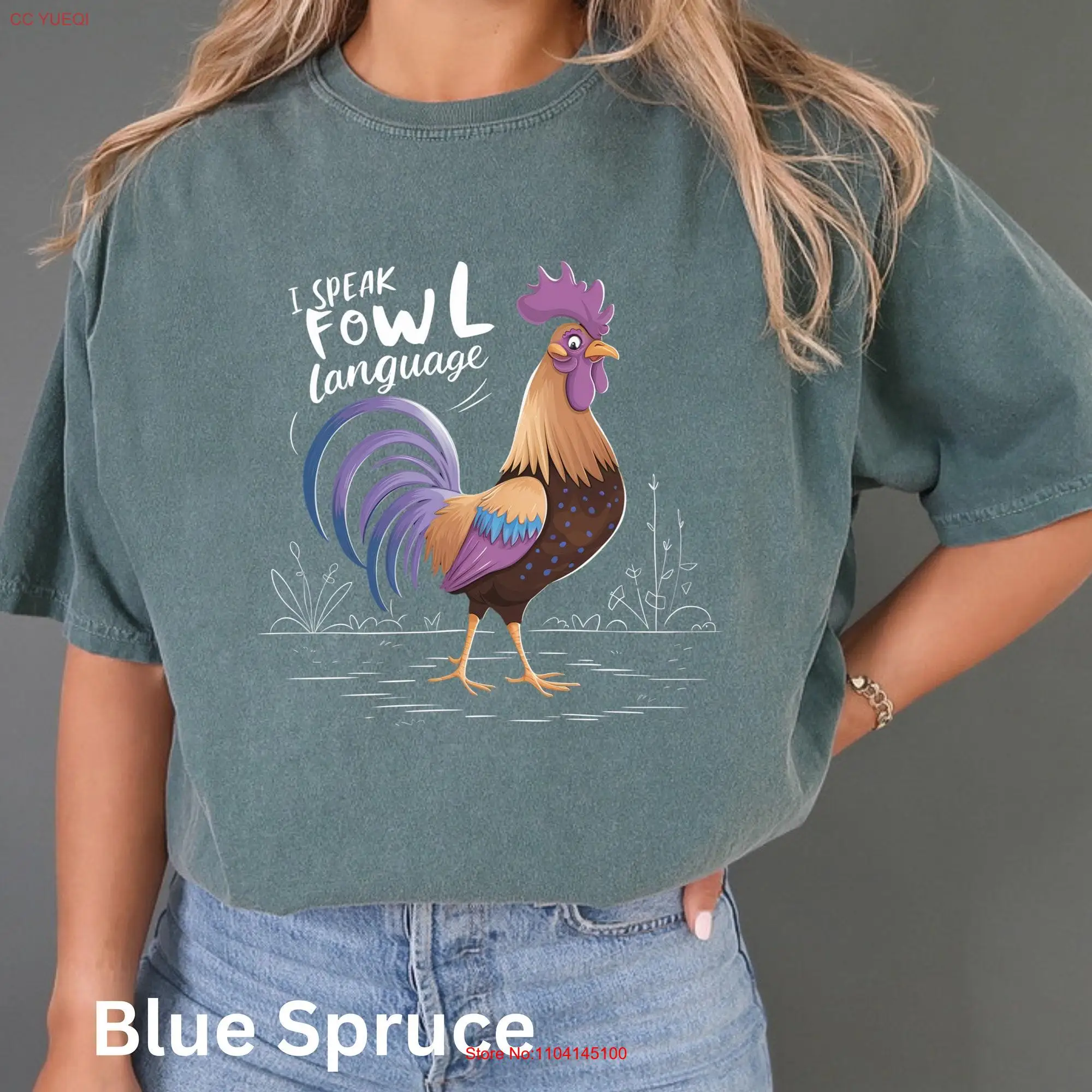 Chicken Lover T Shirt I Speak Fowl Language Funny Rooster for Lady long or short sleeves