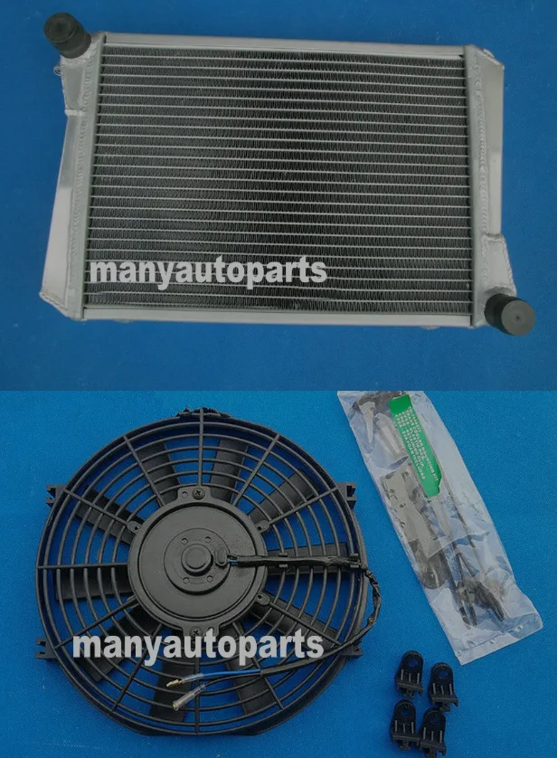 Aluminum radiator + Fan for MG MIDGET 1275 1967-1974 Manual  1968 1969 1970 1971 1972 1973