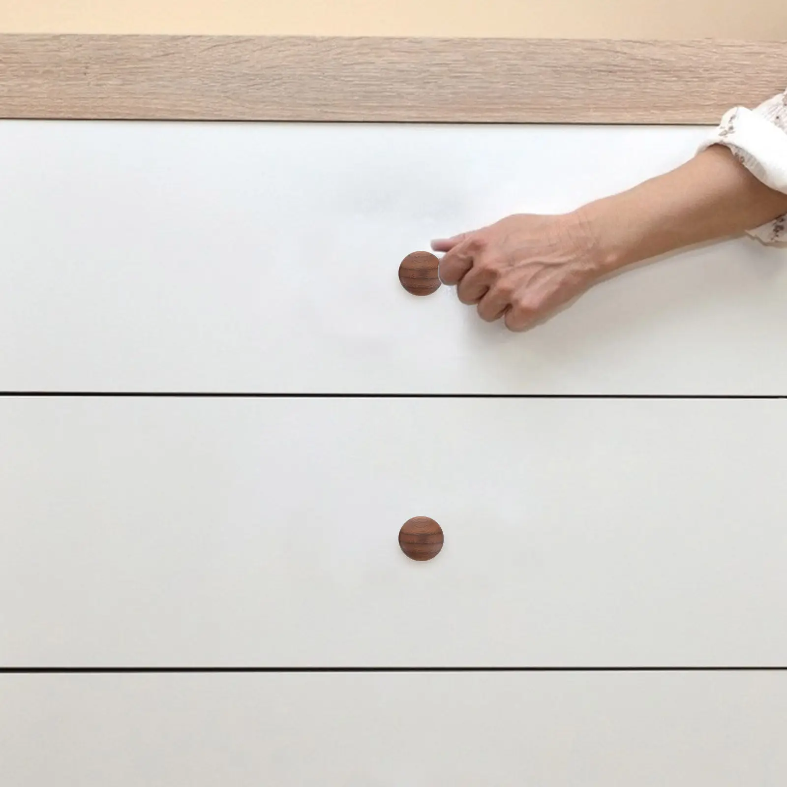 2Pcs Rustic Wooden Cabinet Handles Round Mushroom Drawer Knobs Classic Farmhouse Furniture Pulls for Kitchen Dresser Bedroom