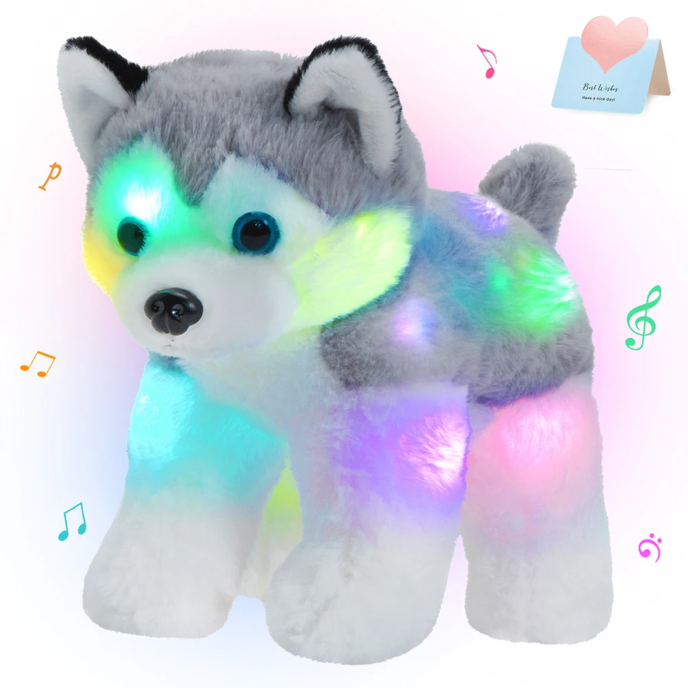 32cm LED Light Musical Dog Doll Plush Toy Super Soft Cute PP Cotton Stuffed Animals High Quality Birthday Gift for Girls Toy