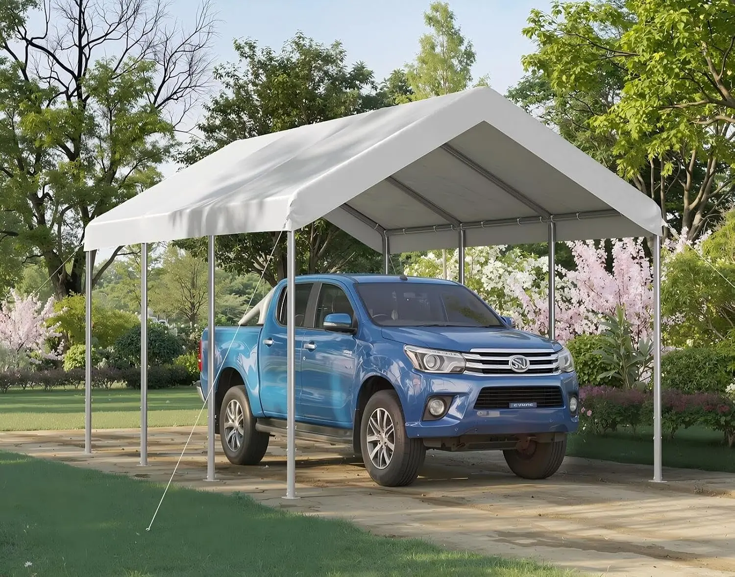 10x20FT Heavy Duty Carport, Adjustable Height Portable Garage with Reinforced Steel Frame, Outdoor Storage Shelter for Cars