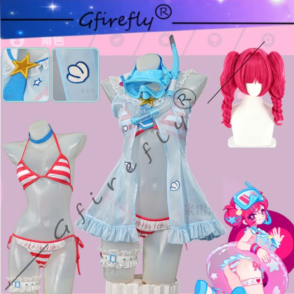 Disfraz de Cosplay Muse Dash Buro, Traje de Baño de Buzo con Gafas, Accesorios, Atuendo Sexy y Lindo para Juego de Rol de Personaje de Videojuego para Mujeres