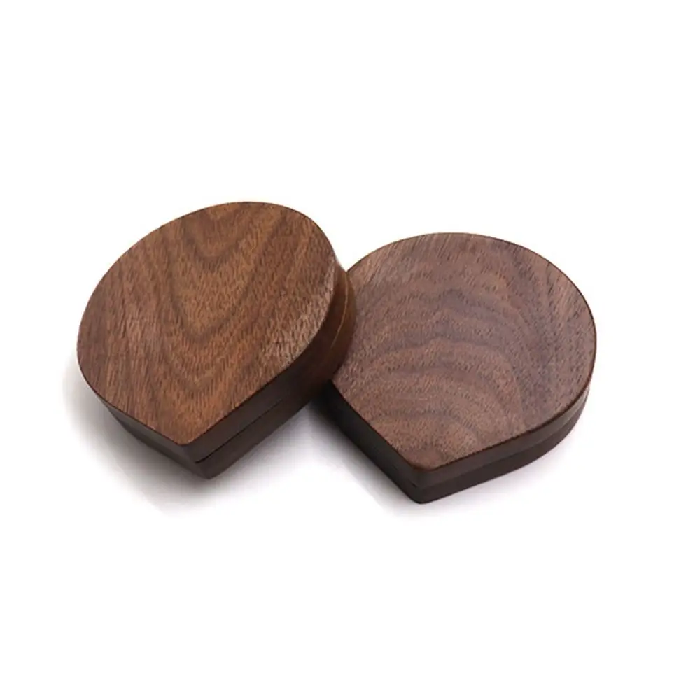 Mini Black Walnut Wood Makeup Mirror Rotatable Foldable Rotating Cosmetic Mirror Magnetic Closure Round Compact Pocket Mirror