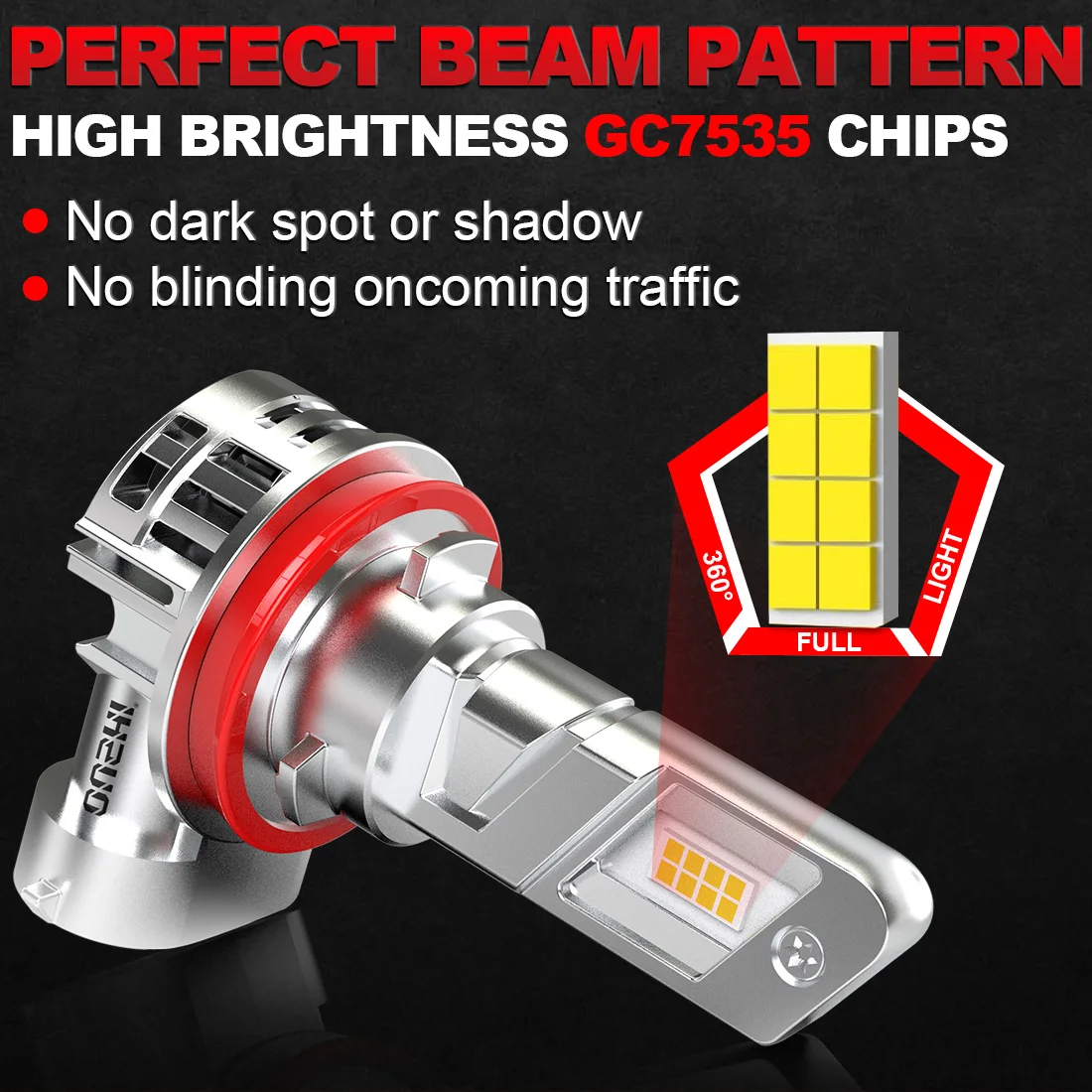 2pcs High Power H8 H9 H11 H16 Led Fog Light Bulbs Super Bright No Adapter Required Car Turbo Diode Lamp White Moto Headlight 12v