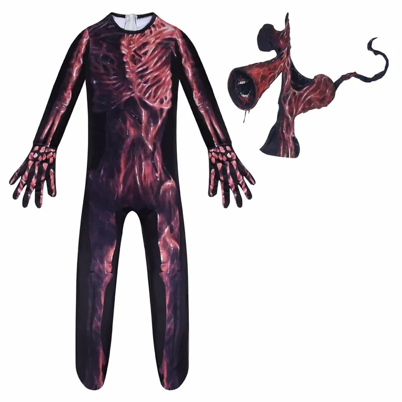 Traje cosplay cabeça estroboscópica com máscara para crianças, bodysuit de festa engraçado anime, carnaval de Halloween, vestido extravagante, macacões para meninos e meninas, 2024