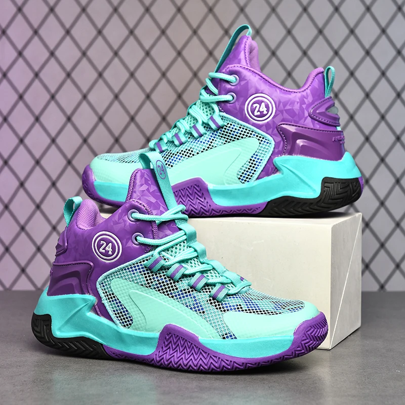 

A pair of children's four-season mesh high-top basketball shoes, wear-resistant basketball shoes, sizes 31-40，YY-8808