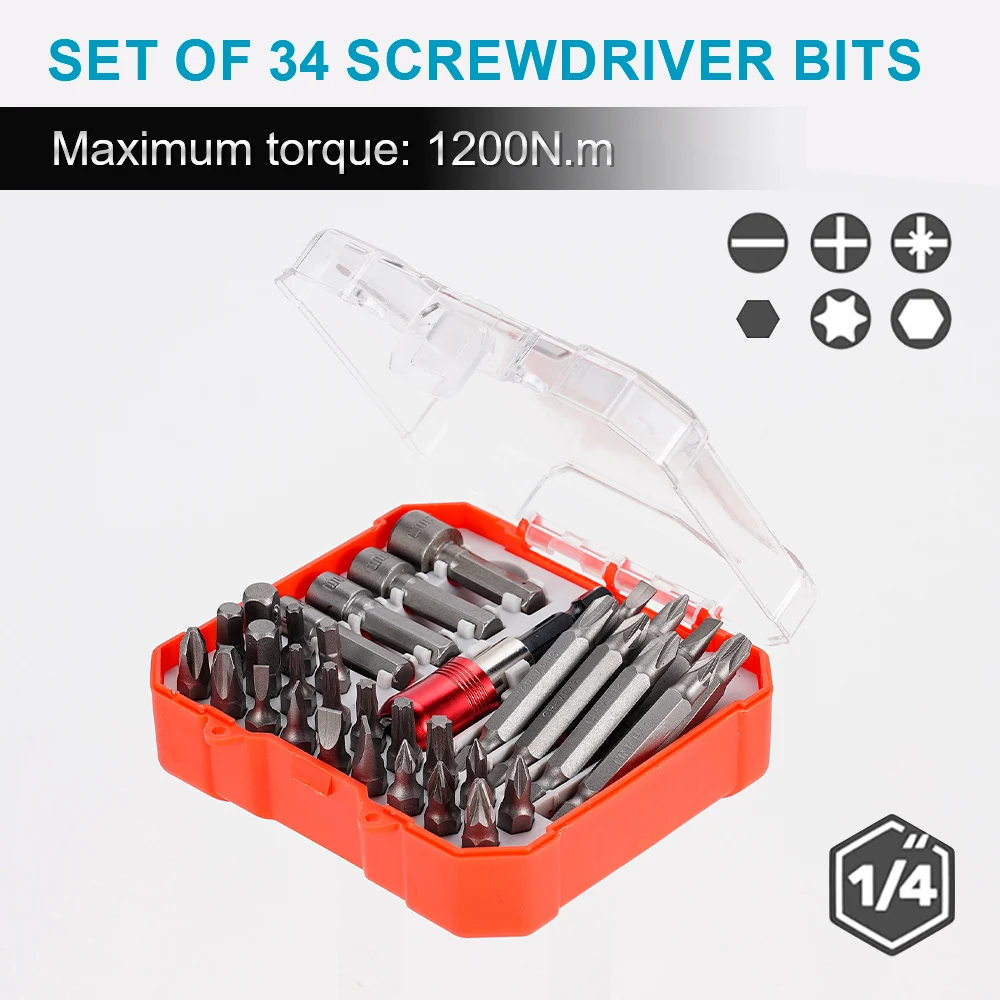 34Pcs/set Electric Screwdriver Driver Bits Precision Multifunctional Steel Screw Set Home Phone Computer Watch Repair Tool