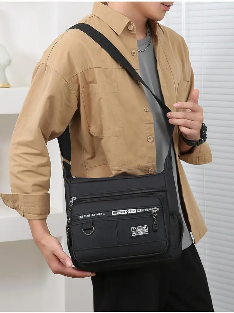 Homefish Men Oxford Messenger Bag Large Capacity Casual Multi-layer Pocket Fashion Crossbody Shoulder Bag gallery 1