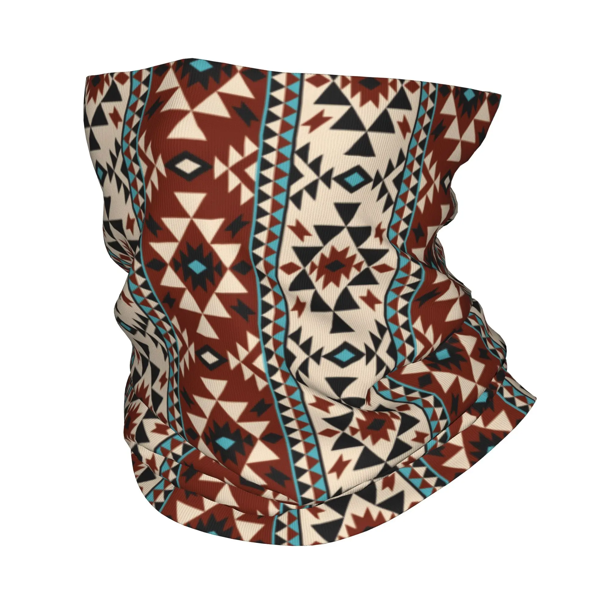 Custom Aztec Neck Gaiter Women Men Windproof Winter Ethnic Pattern Bandana Scarf for Hiking