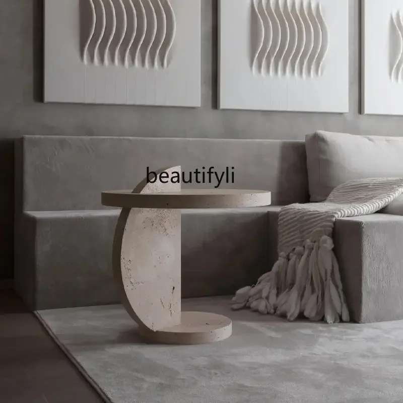 

zzqNordic Style Wind Tunnel Stone Endtable Model Room Living Room Sofa Side Table Art Design Tea Table