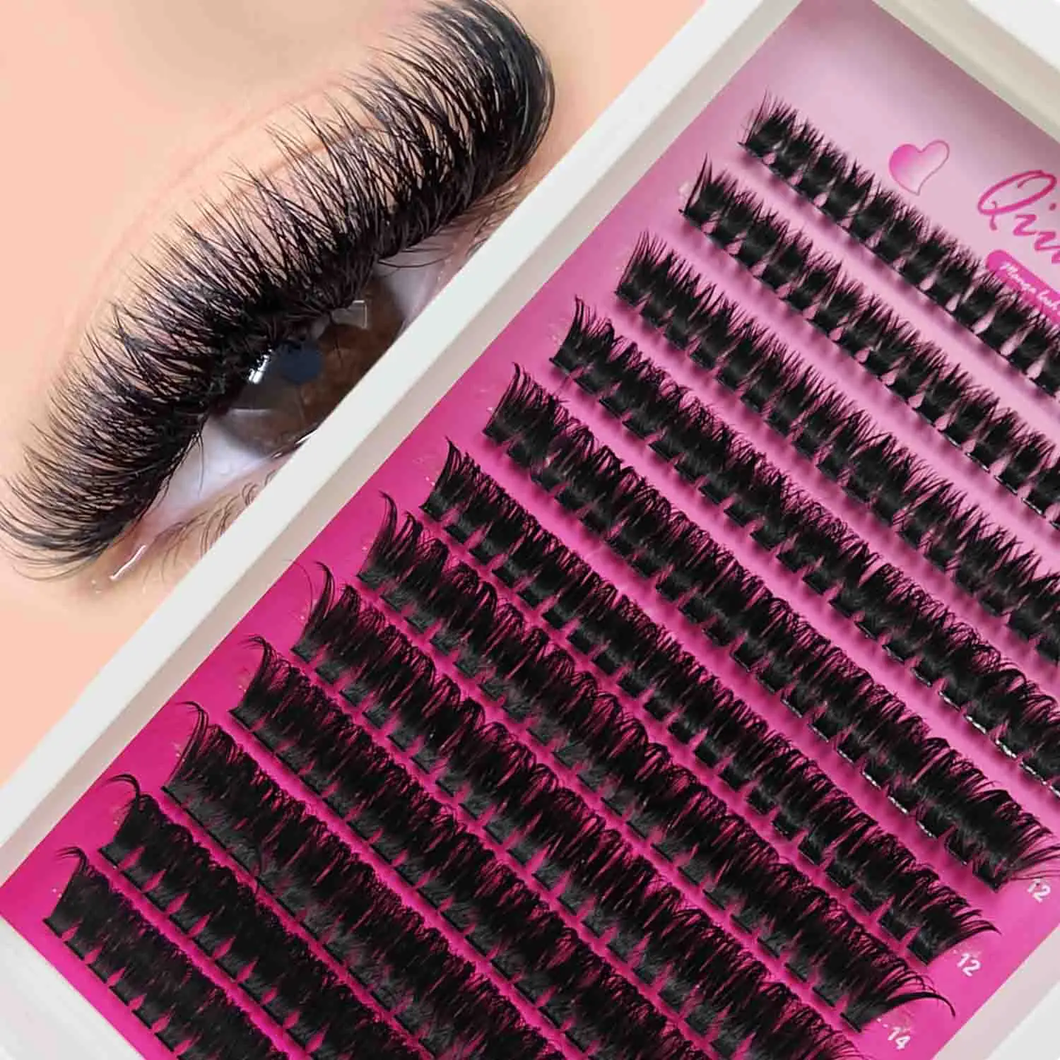 QIUNING Lash Clusters Kit Lash Spikes Eyelash Clusters Volume Individual Lashes DIY Spiky Lash Extension Manga Clusters Eyelash