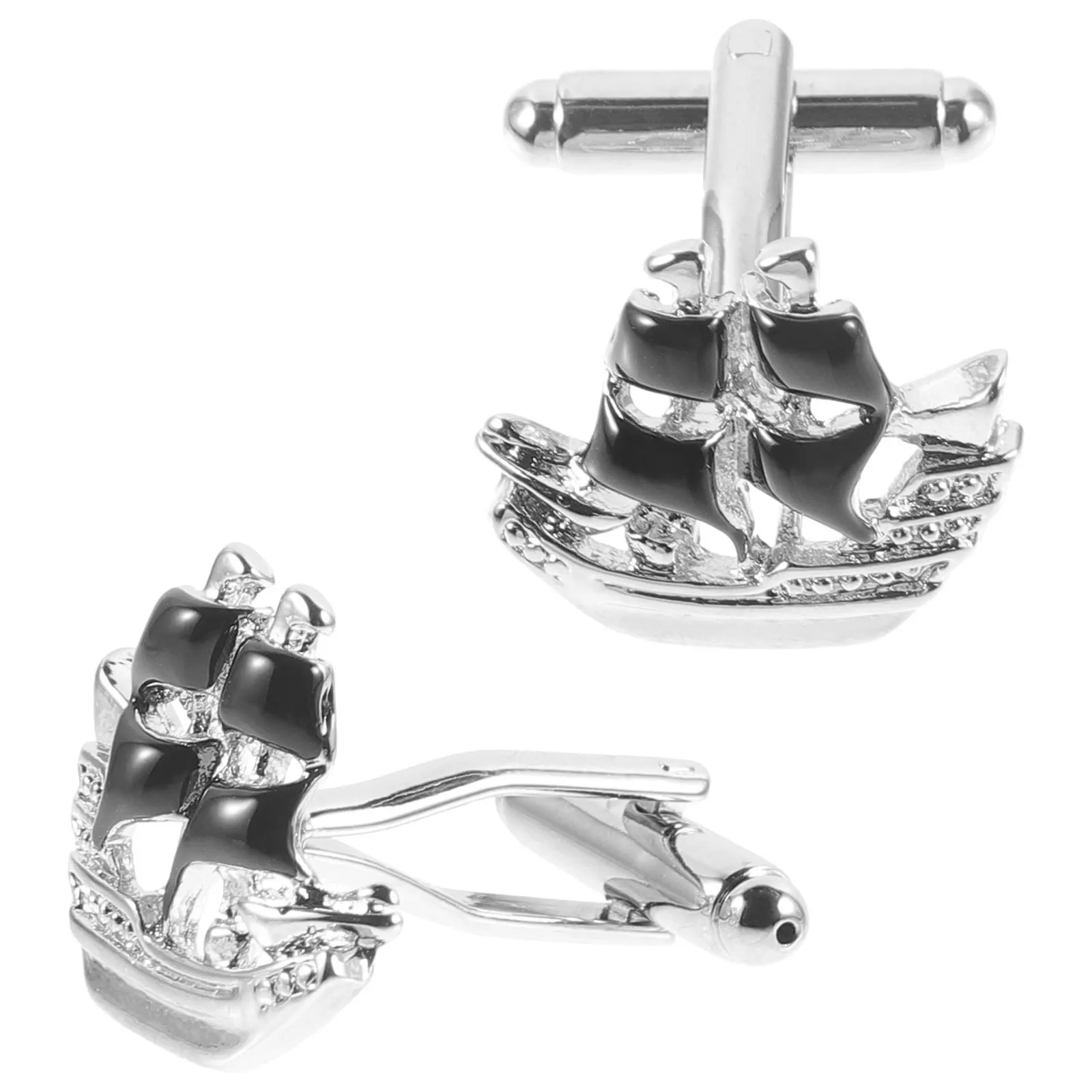 1Pair Sailboat Cufflinks Classic Simple Design Decorative Suit Shirt Studs Business Wedding Party Accessories
