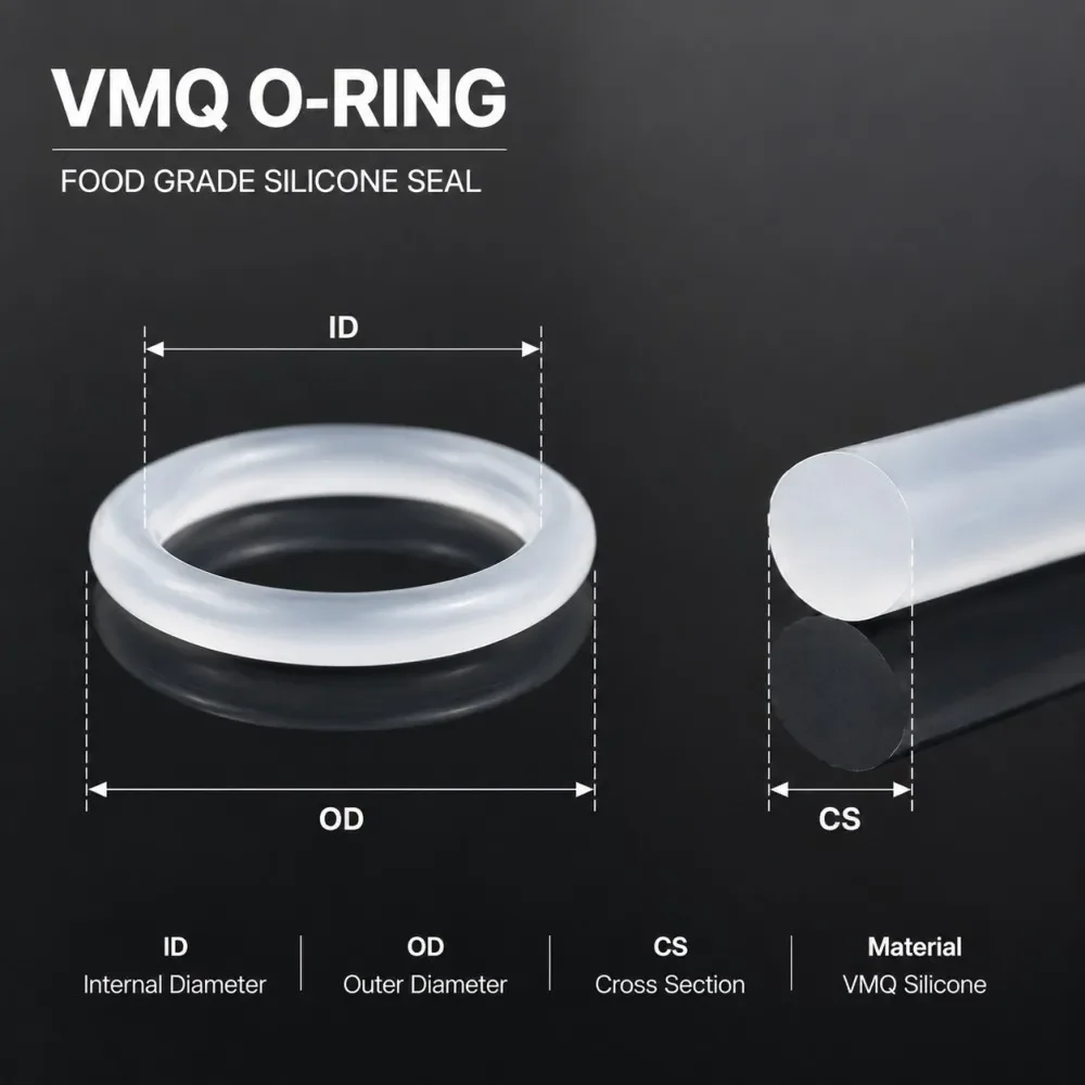 White 250Pcs VMQ Silicone Sealing O-Ring Set Food Safe Non-Toxic High Temperature Resistant Gaskets Seal Kit CS1/1.5mm OD4-10mm