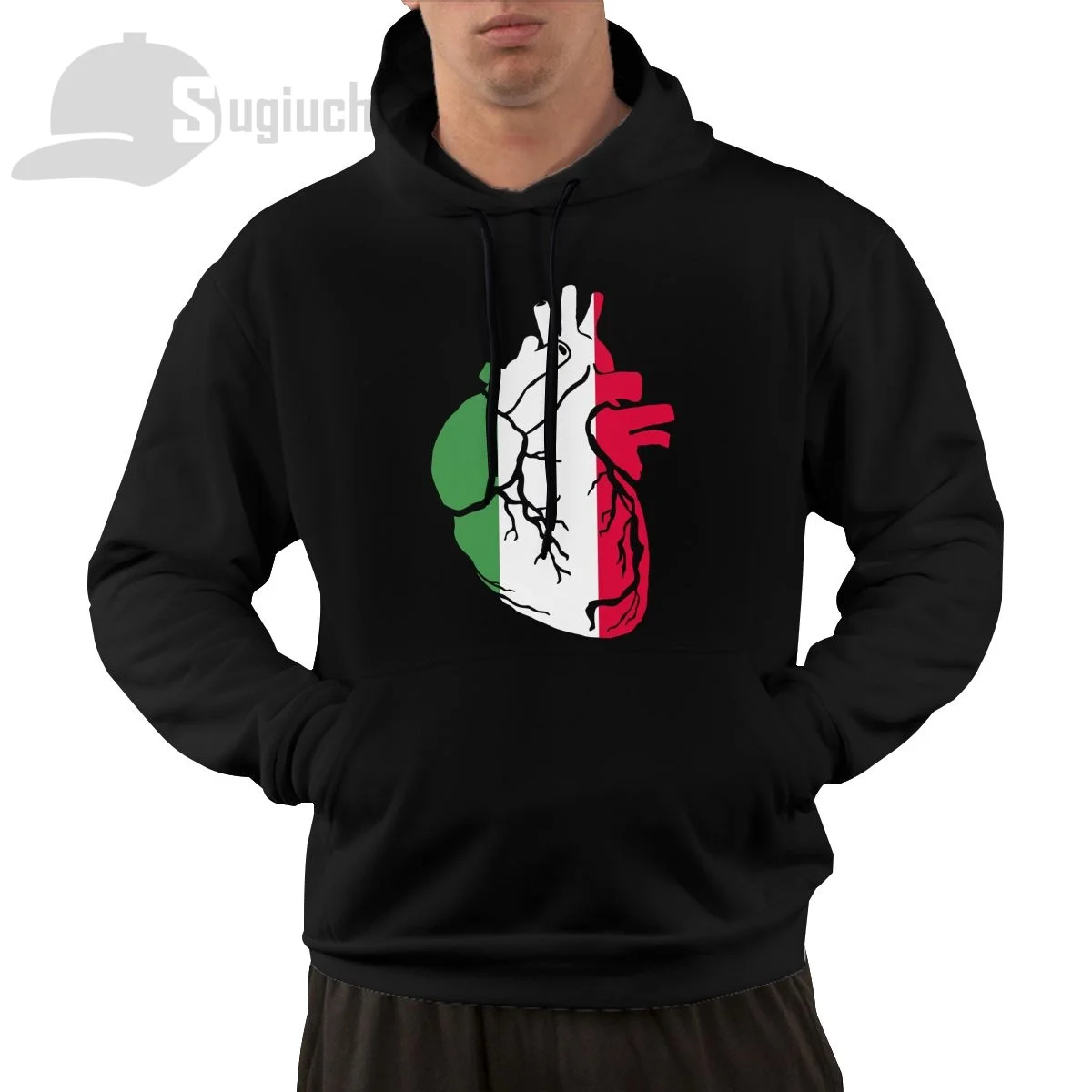 Italy Anatomical Heart Shape Country Flag Cotton Pullover Hoodie Men Women Unisex Hip Hop Style Sweatshirt