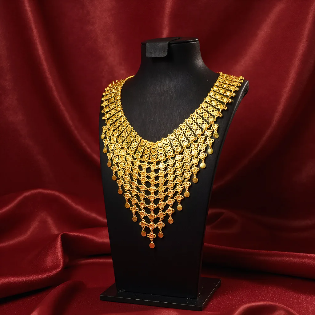 Luxury 24K 9999 Pure Gold real gold Women's fashion design sense tassel necklace