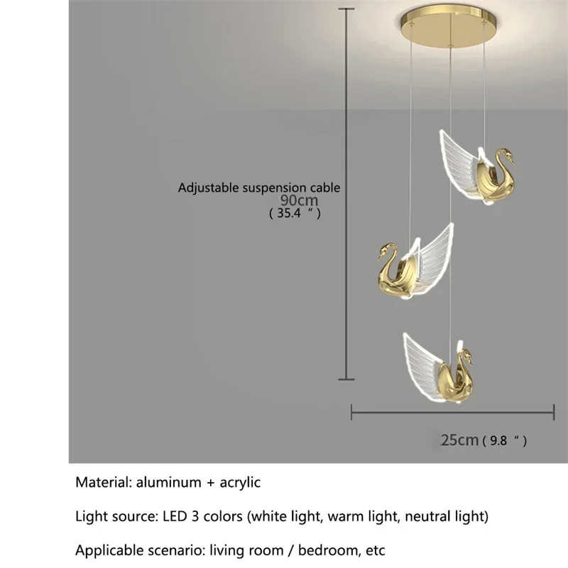 バイオレット北欧ペンダントライトクリエイティブ白鳥シャンデリアハンギングランプモダンな器具リビングダイニングルーム用