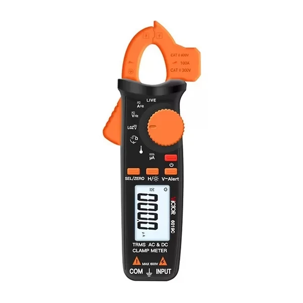 VICTOR 6019C 6000 counts lcd auto range 600v 200a ac dc clamp meters with live wire test clamp size 25mm digital multimeter