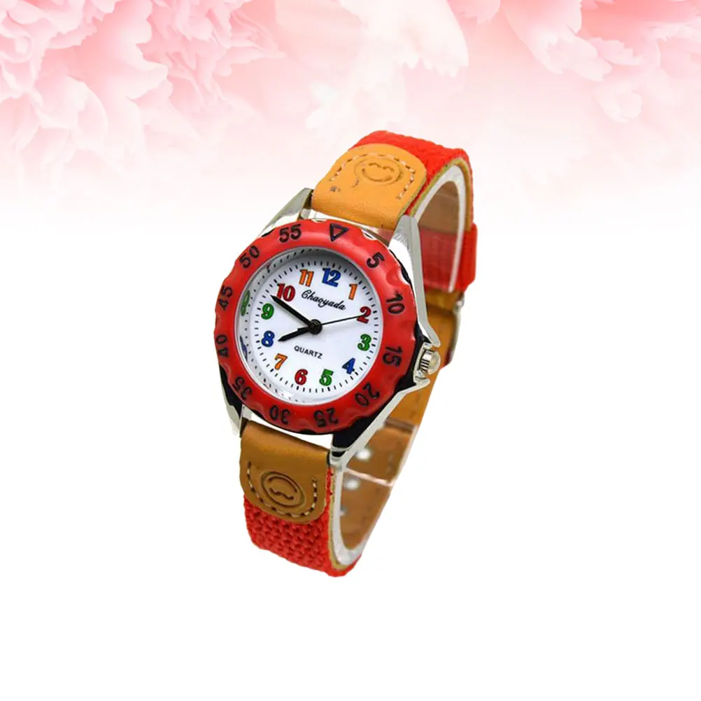 

Creative Cartoon Students Watch For Kids Nylon Strap Wristwatches Red Durable Safe Design Unique Gift Accurate Quartz Movement