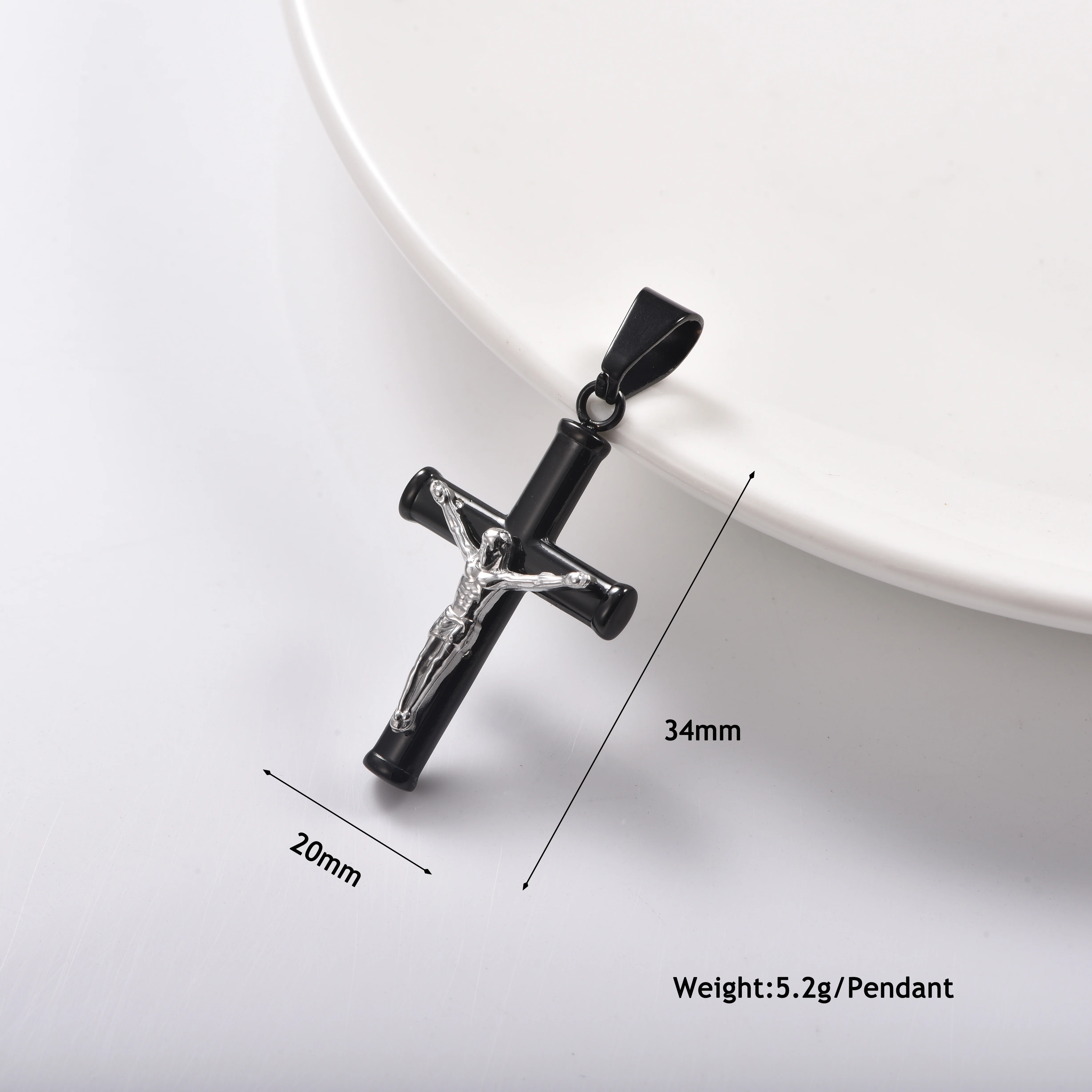 Edelstahl Jesus Kruzifix Kreuz Anhänger Halskette für Männer und Frauen Religiöser Schmuck Geschenk – Detail 1