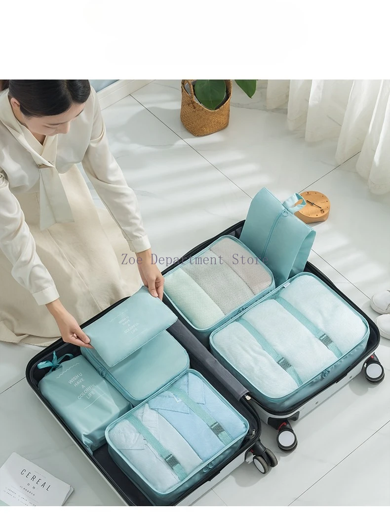 7/8/9/10 Pcs Set Travel Organizer Storage Bags Suitcase Packing Cubes Set Cases Portable Luggage Clothes Shoe Tidy Pouch Folding