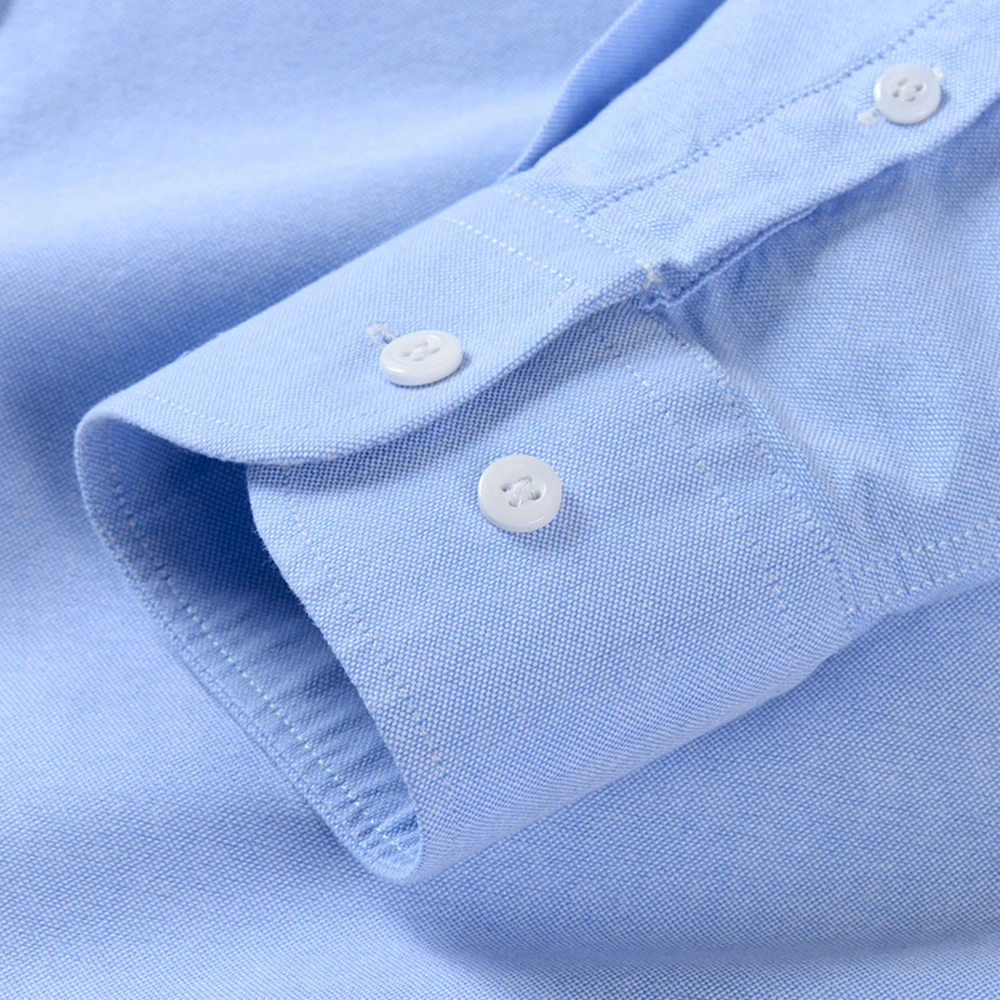 Camisa oxford masculina listrada sólida trabalho casual botão para baixo colarinho camisa de algodão clássico-ajuste camisas de manga longa com bolso