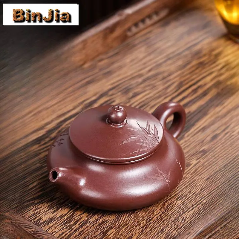 

200 мл Ретро Исин Фиолетовые Глиняные Чайники Мастер Ручной Работы Бамбуковая Шляпа Горшок Сырой Руд Чжу Грязь Чай Заваривание Чайник Zisha Набор Подарочные Принадлежности