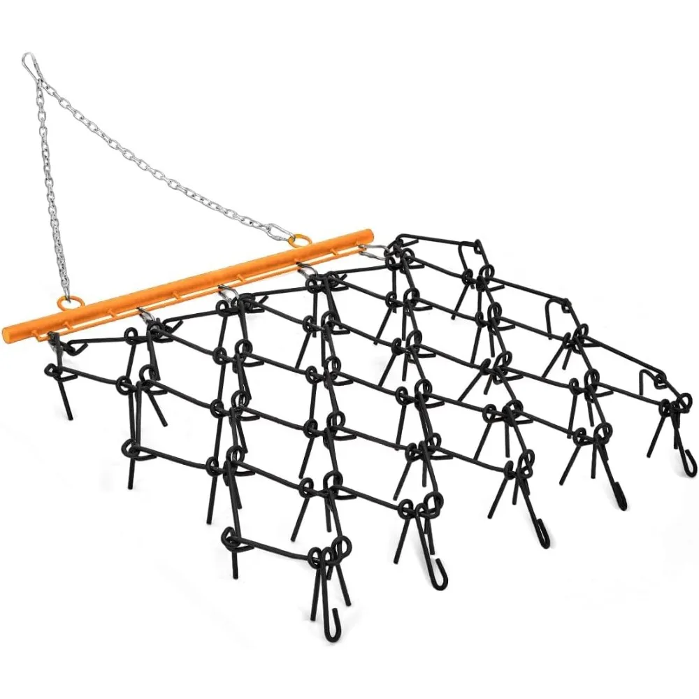 

Heavy-Duty 4ft x 4ft Drag Harrow with Fixed Cylinder and Chain Link Mat for ATV/UTV and Lawn Tractors - Arena Level