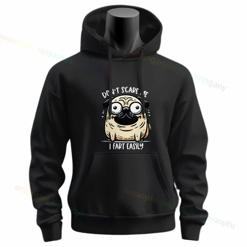 Don't Scare Me I Fart Easily Funny Slogan Casual Hoodie Halloween Long Sleeve Pullover Hoodies Sportswear for Fall & Winter