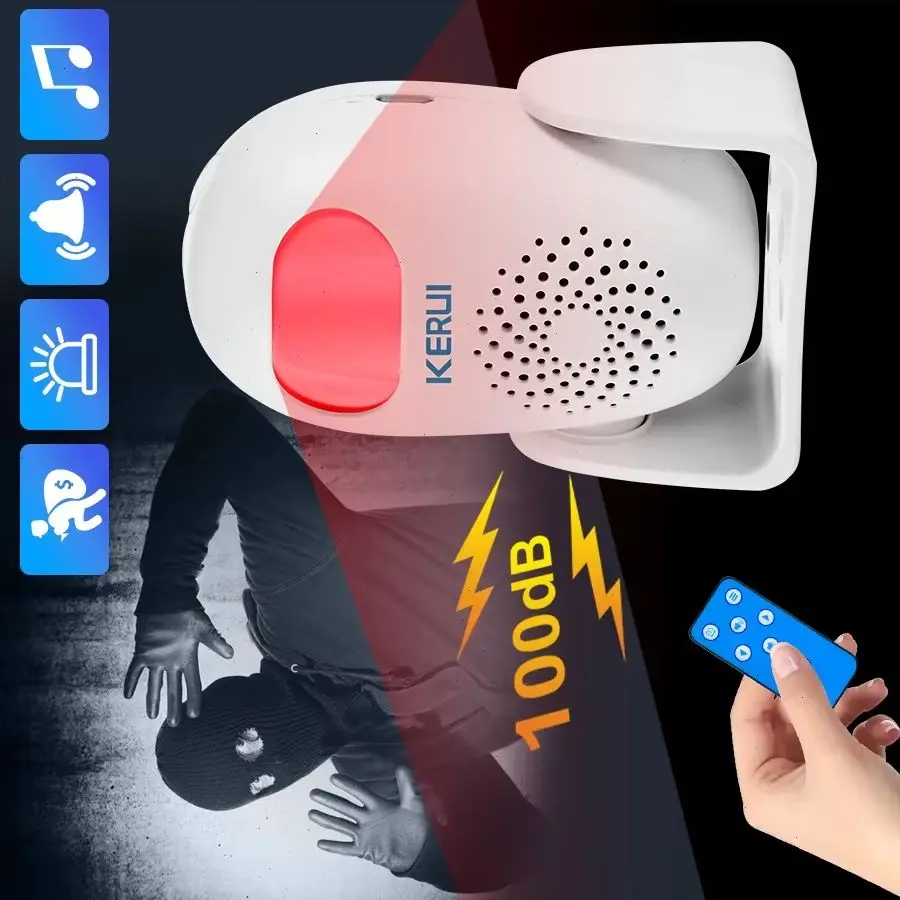 KERUI PIR Motion Detector with Alarm and Sound 100dB, Motion Sensor LED, Infrared Welcome Alarm Detector, Wireless Burglar Alarm