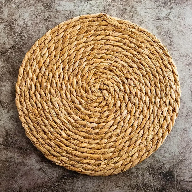Conjunto de Sousplats de Rattan Natural Resistentes ao Calor para Mesa Redonda, Decoração de Mesa ao Estilo Japonês