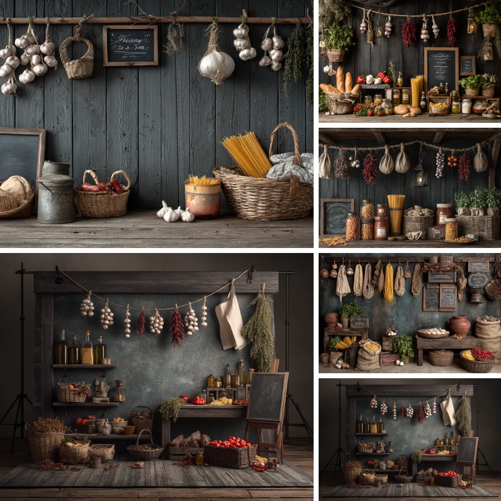 Cooking Bread Backdrop for Photography Bakery Baking Bread Food Cake Kids Portrait Party Wooden Cabinet Kitchen Photo Background