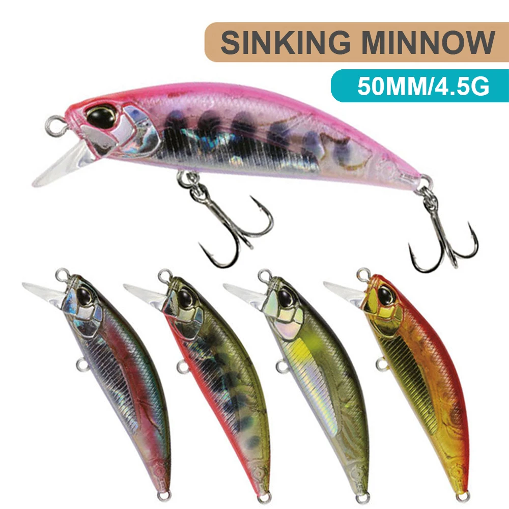 5cm 4.5g Fishing Lure Micro Minnow Wobbler Lure Sinking Artificial Hard Bait Jerkbait Small Size Stream Bait For Trout Bass Pike