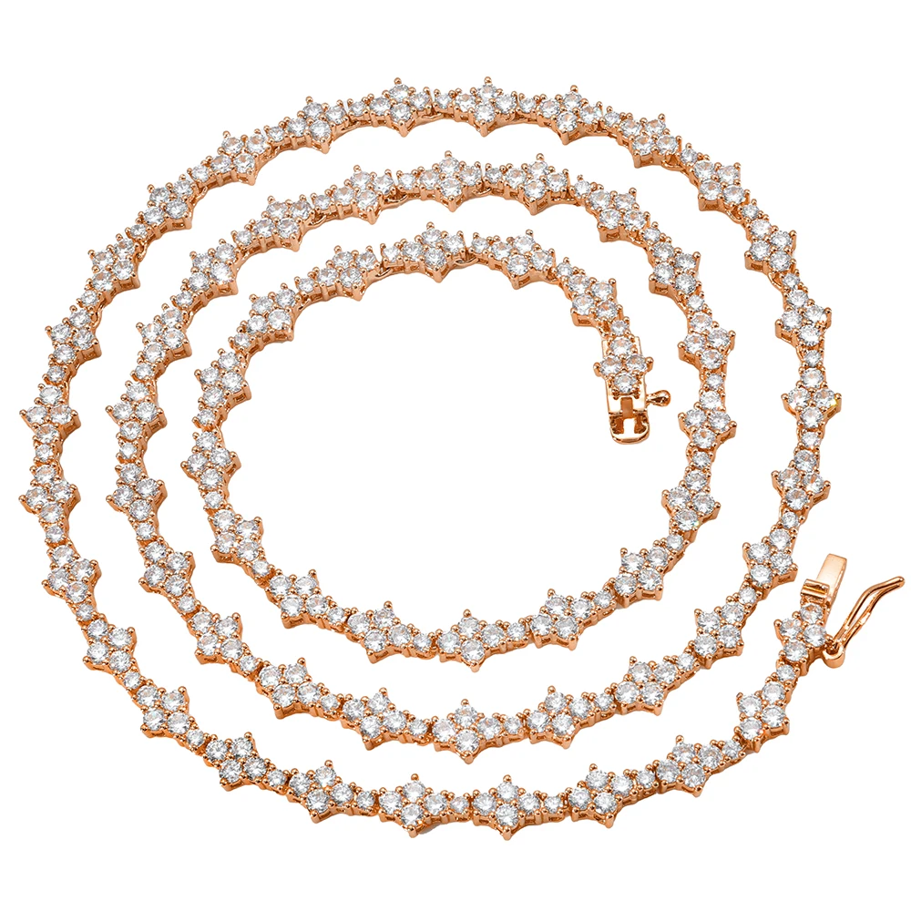 ESKEEM Iced Out Diamond Tennis Necklace Hip Hop Jewelry Rose Gold Plated Bling  CZ Tennis Chain for Women Men Gift