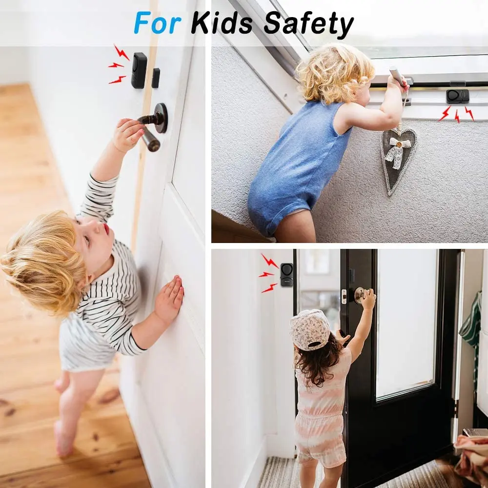 Awapow Door Window Alarm Sensor Detectors Freezers Close Reminder Security Protection Alert 4 Modes Wireless Door Burglar Alarm