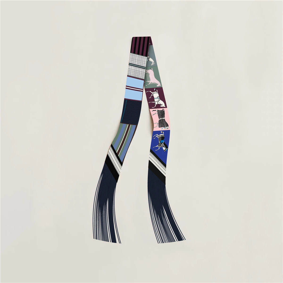 Quastenschal im Modedesign, Marken-Seidenschal für Damen, Haarband, Foulard, Schmaler Taschenschal, Halstuch, Handtaschen-Dekoration