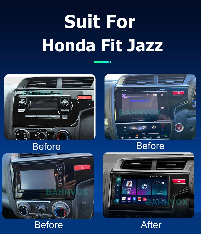 Autoradio Android 12,0 de 9 pulgadas para Honda Fit Jazz 2013 2014 2016 2018, navegación GPS, reproductor de vídeo Multimedia estéreo, unidad