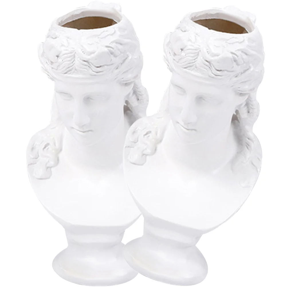 

2Pcs Nordic Art Pen Holder Resin Greek Statue Makeup Brush Cup Desktop Organizer Decorative Storage for Office