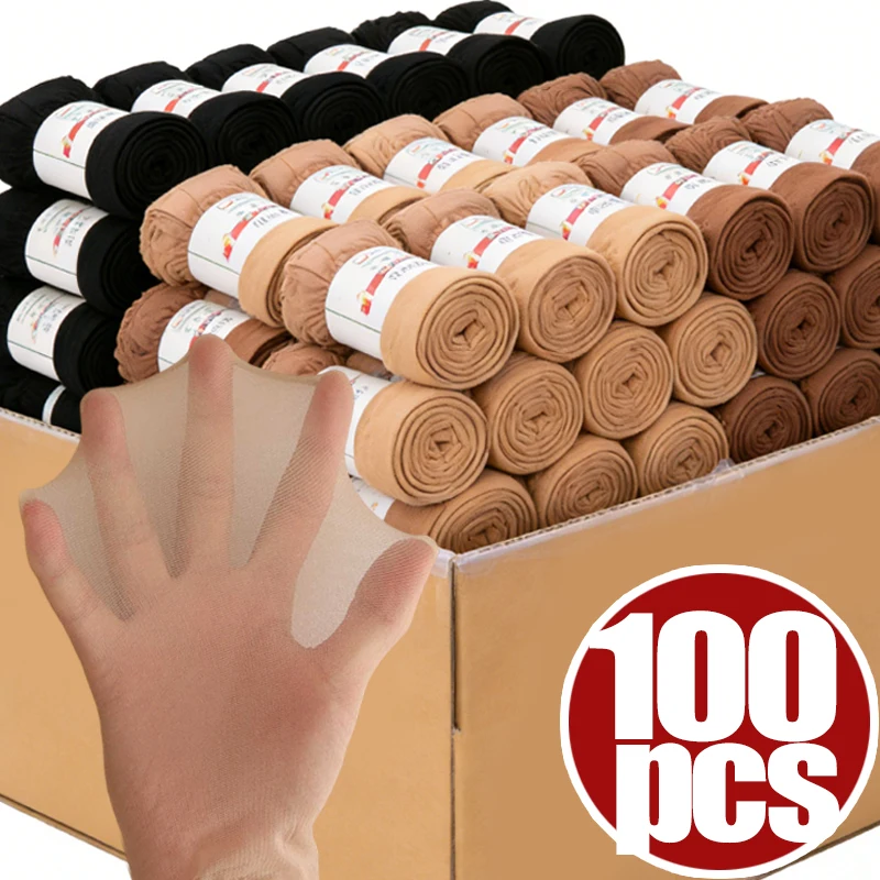 

20-100pcs Women's Summer Invisible Stockings Crystal Stockings Anti Hook Silk Fine Mesh Stockings Flesh Colored Ultra-thin Socks