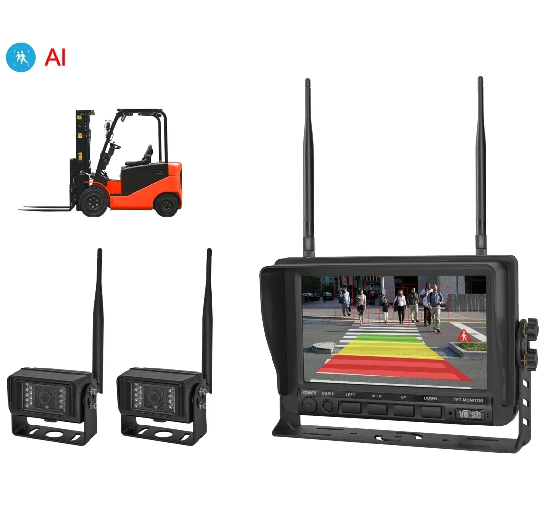 VEISE AI Camera for forklift with Advanced Pedestrian and Vehicle Recognition Wide Viewing Angle Real-time Alert