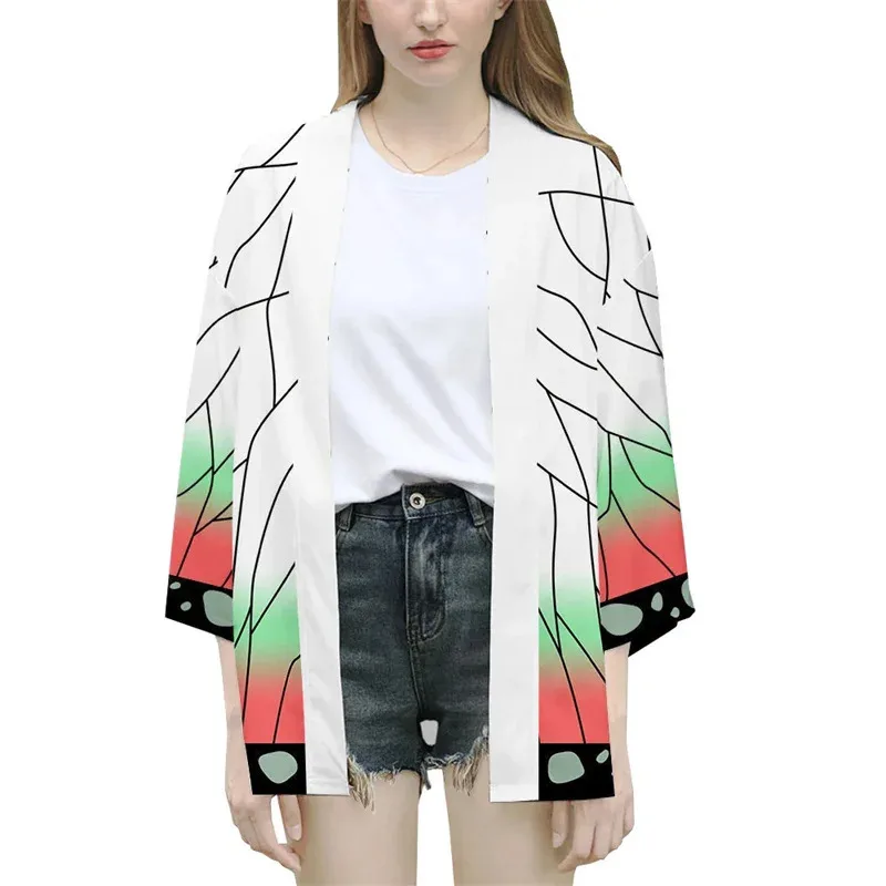 Mujeres/hombres verano Casual ropa informal fresca niños Demon Slayer Kimetsu no Yaiba estampado japonés Anime Kimono Haori Yukata Cosplay