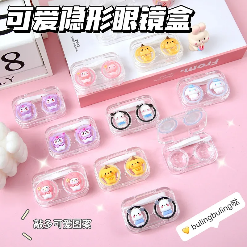 Kawaii Sanrio Hello Kitty Contact Lens Cases Transparen Portable Eye Contacts Lenses Holder Box Case with Tweezers Remover Tools